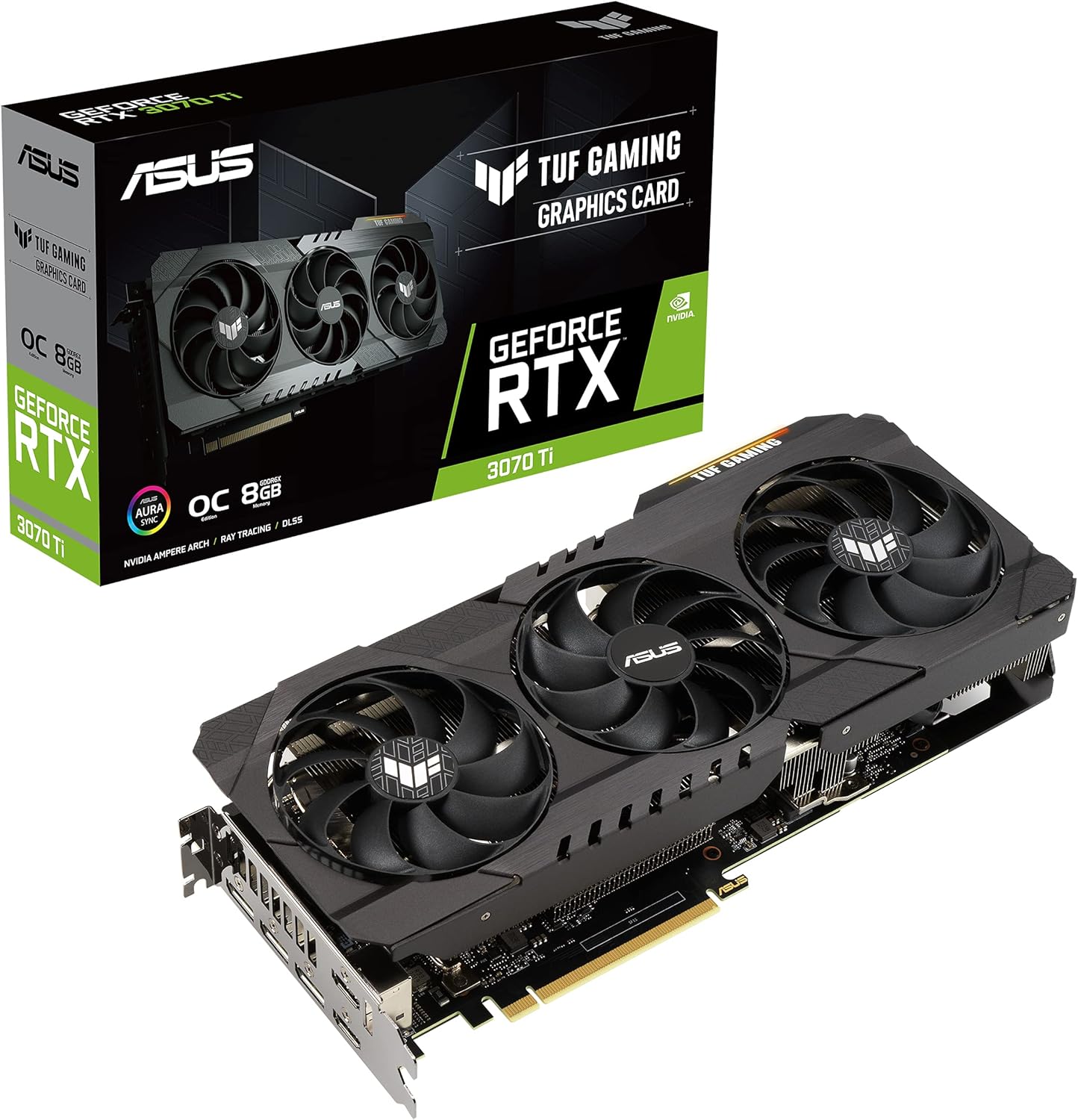 ASUS TUF Gaming NVIDIA GeForce RTX 3070 Ti OC Edition Graphics Card (PCIe 4.0, 8GB GDDR6X, HDMI 2.1, DisplayPort 1.4a, Dual Ball Fan Bearings, Military-Grade Certification, GPU Tweak II) (Renewed)