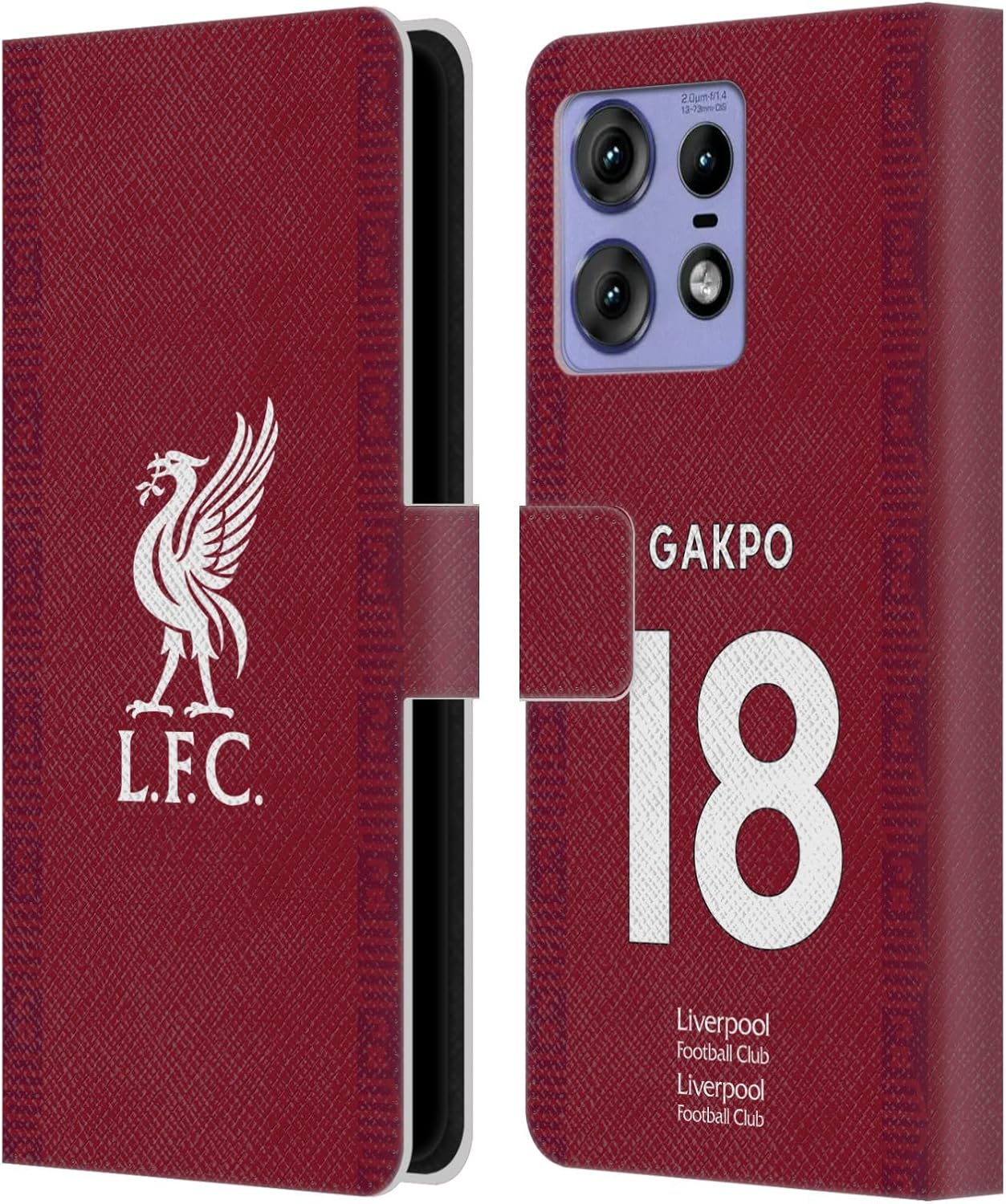 Head Case Designs Officially Licensed Liverpool Football Club Cody Gakpo 2022/23 Players Home Kit Leather Book Wallet Case Cover Compatible with Motorola Edge 50 Pro