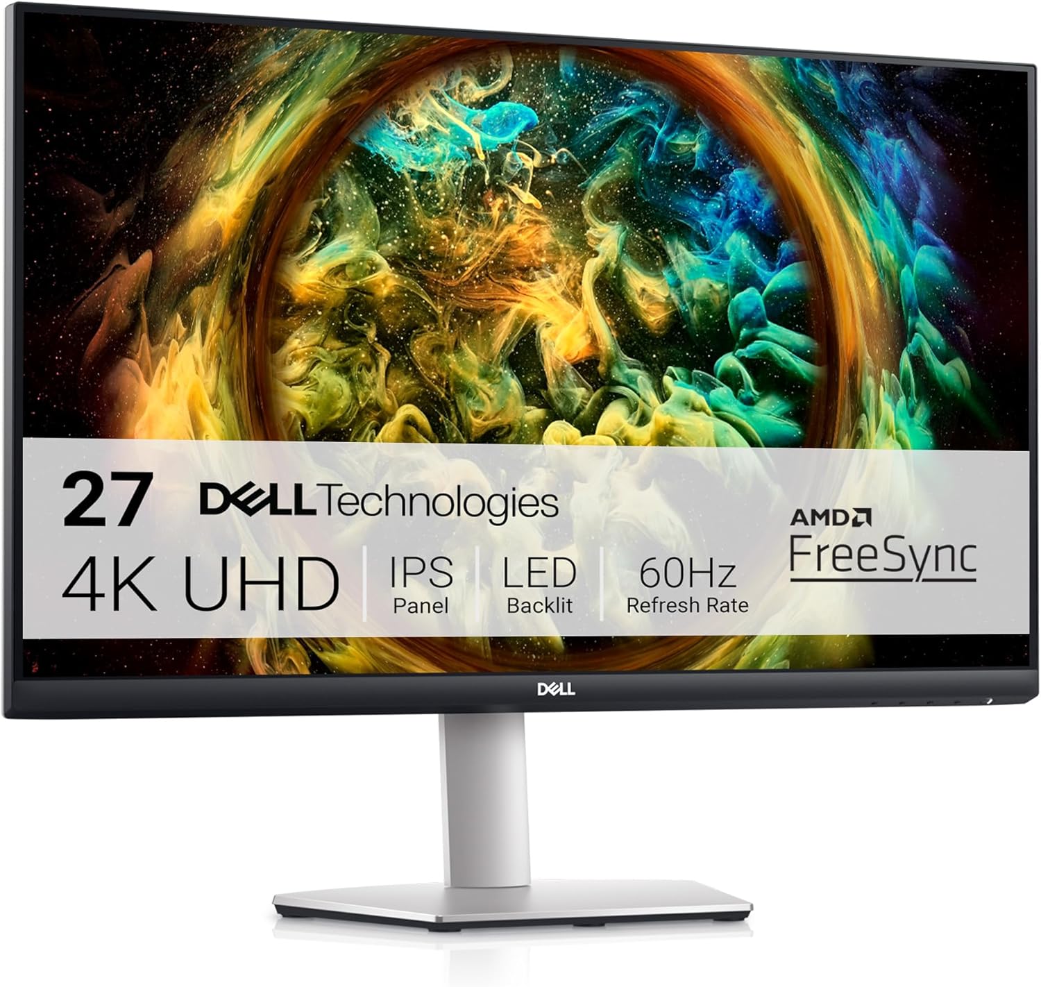 Dell S2721QS Monitor 27 Inch, 4K UHD (3840 x 2160) IPS Display, Ultra-Thin Bezel, AMD FreeSync, HDMI, DisplayPort, VESA Certified – Silver