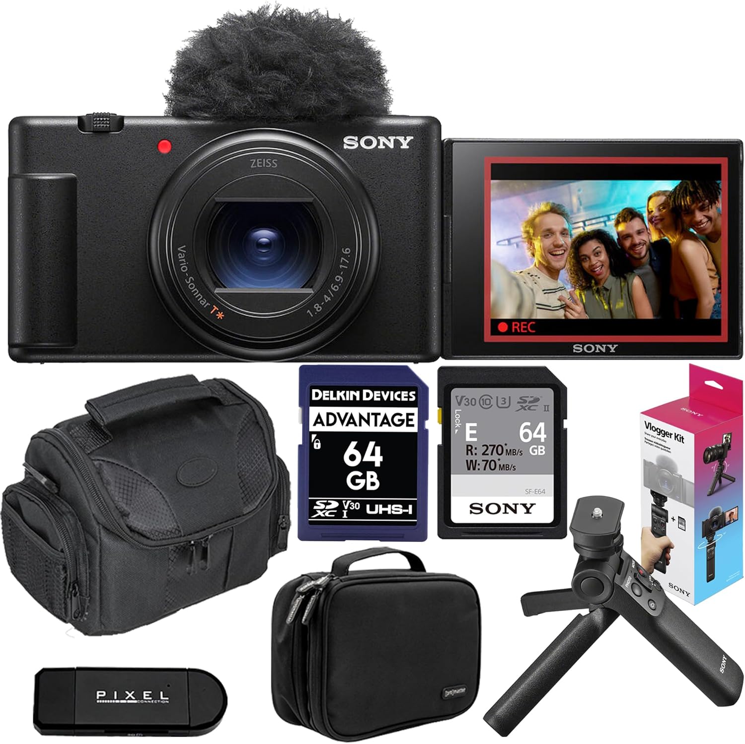 Sony ZV-1 II Vlog Camera for Content Creators and Vloggers Black Bundle with ACCVC1 Vlogger Accessory Kit + SD Card + Gadget Bag + More