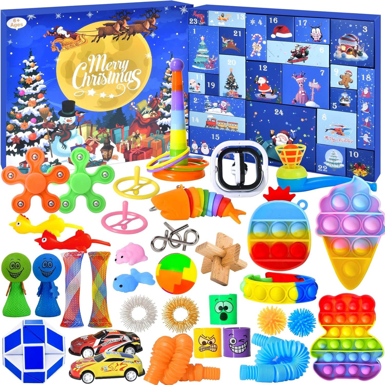 Fidget Advent Calendar 2024 for Kids Adults, Christmas Countdown Calendar with Fun Sensory Fidget Toys, Count Down to Christmas with 24 Days of Surprises Christmas Presents Box for Boys Girls Teens