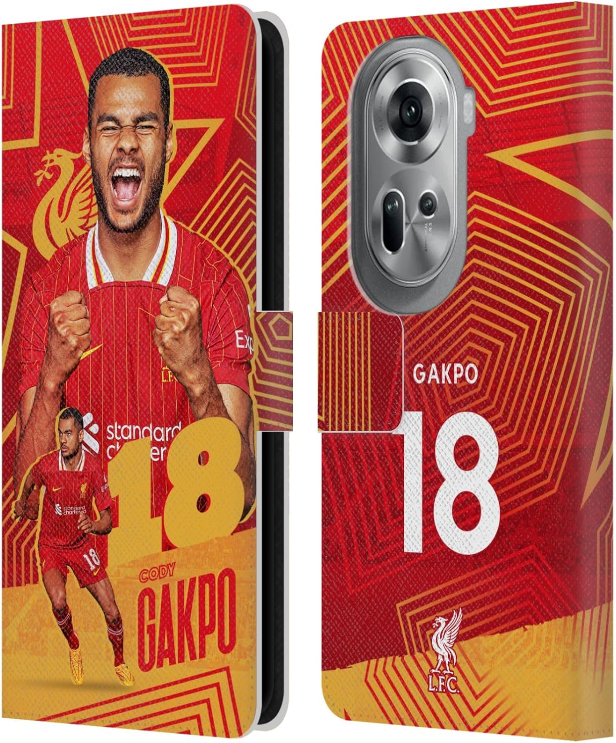 Head Case Designs Officially Licensed Liverpool Football Club Cody Gakpo 2024/25 First Team Leather Book Wallet Case Cover Compatible with Oppo Reno11 Pro