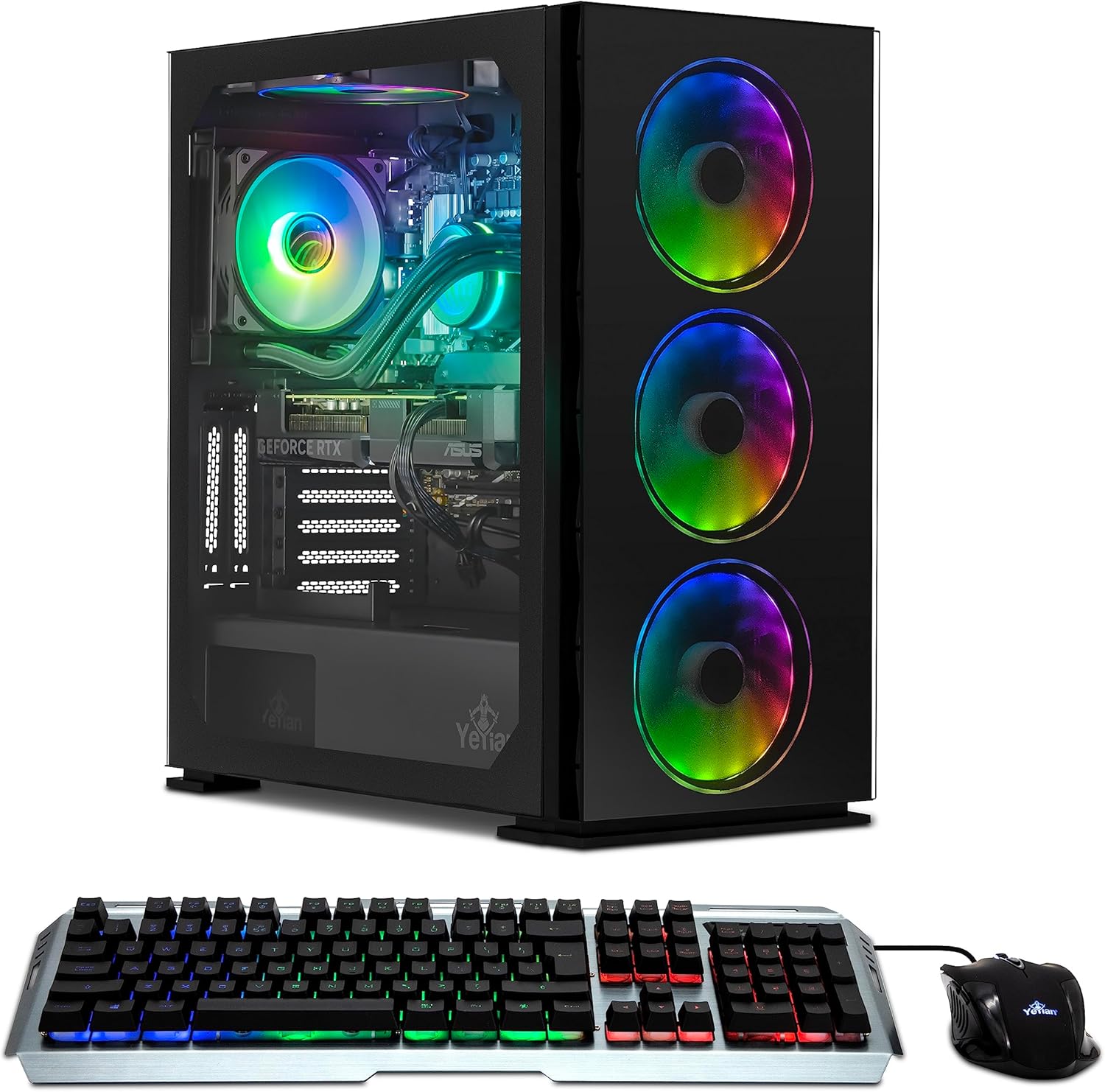 YEYIAN Yari II PC Gaming Tower Computers, Intel Core i7-12700F 4.6GHz(> i5 13400F), ASUS Nvidia RTX 4060, 512GB SSD 2TB HHD, 16GB DDR4 3200MHz, 650W Gold PSU, ARGB Fans, AC WiFi & Win 11 Home