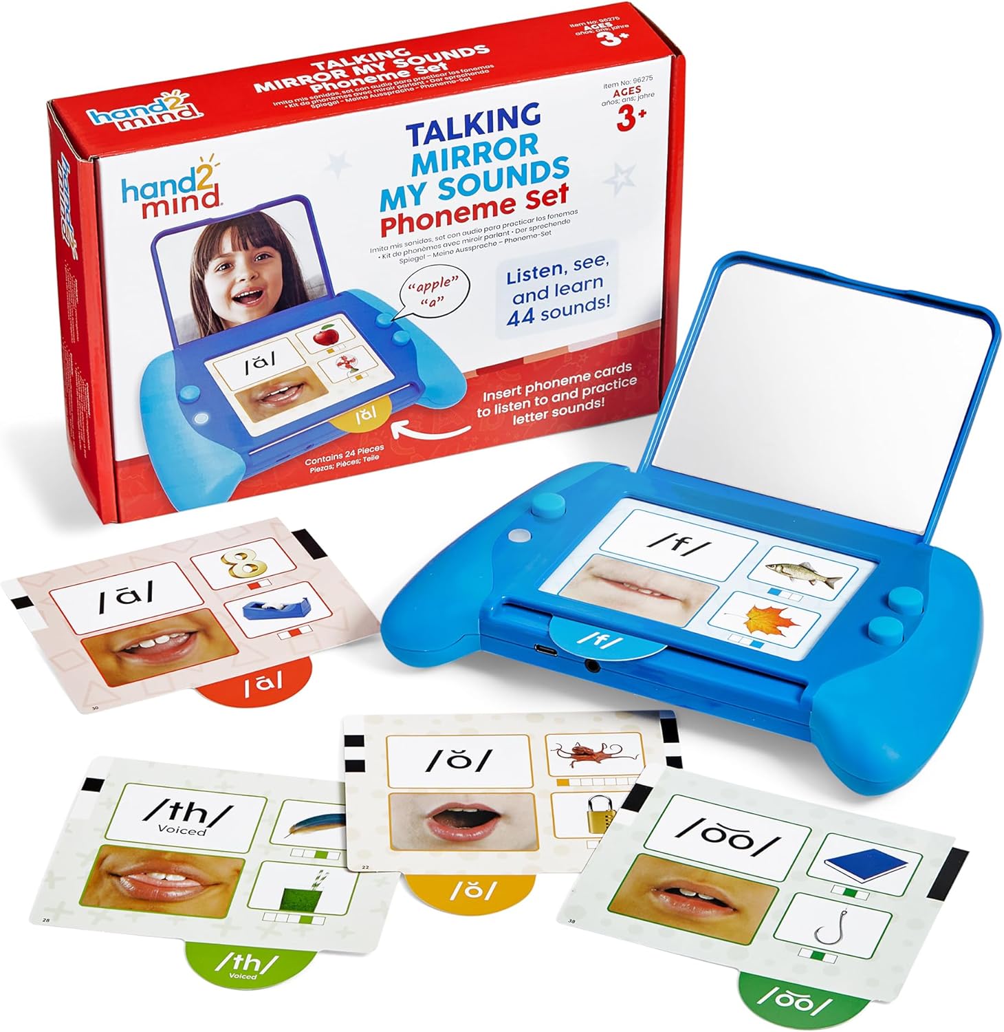 hand2mind Talking Mirror My Sounds Phoneme Set, Phonemic Awareness, Speech Therapy Materials, Phonics Manipulatives, Toddler Talking Flash Cards, Letter Sounds, Preschool Learning Activities