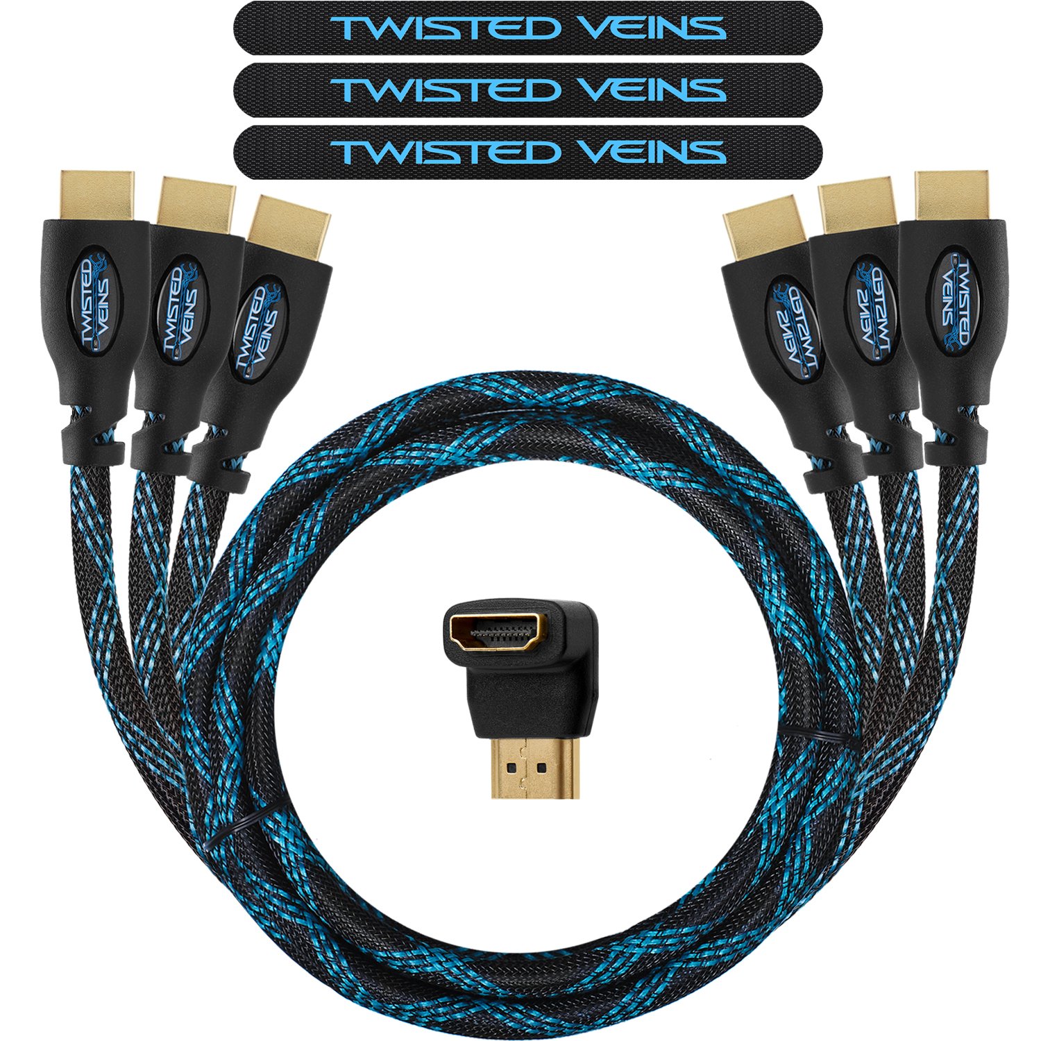 HDMI Cable 1.5 ft (Actually 1.6ft / 0.5m), 3-Pack, Premium HDMI Cord Type High Speed with Ethernet, Supports HDMI 2.0b 4K 60hz HDR on Most Devices and May Only Support 4K 30hz on Some Devices