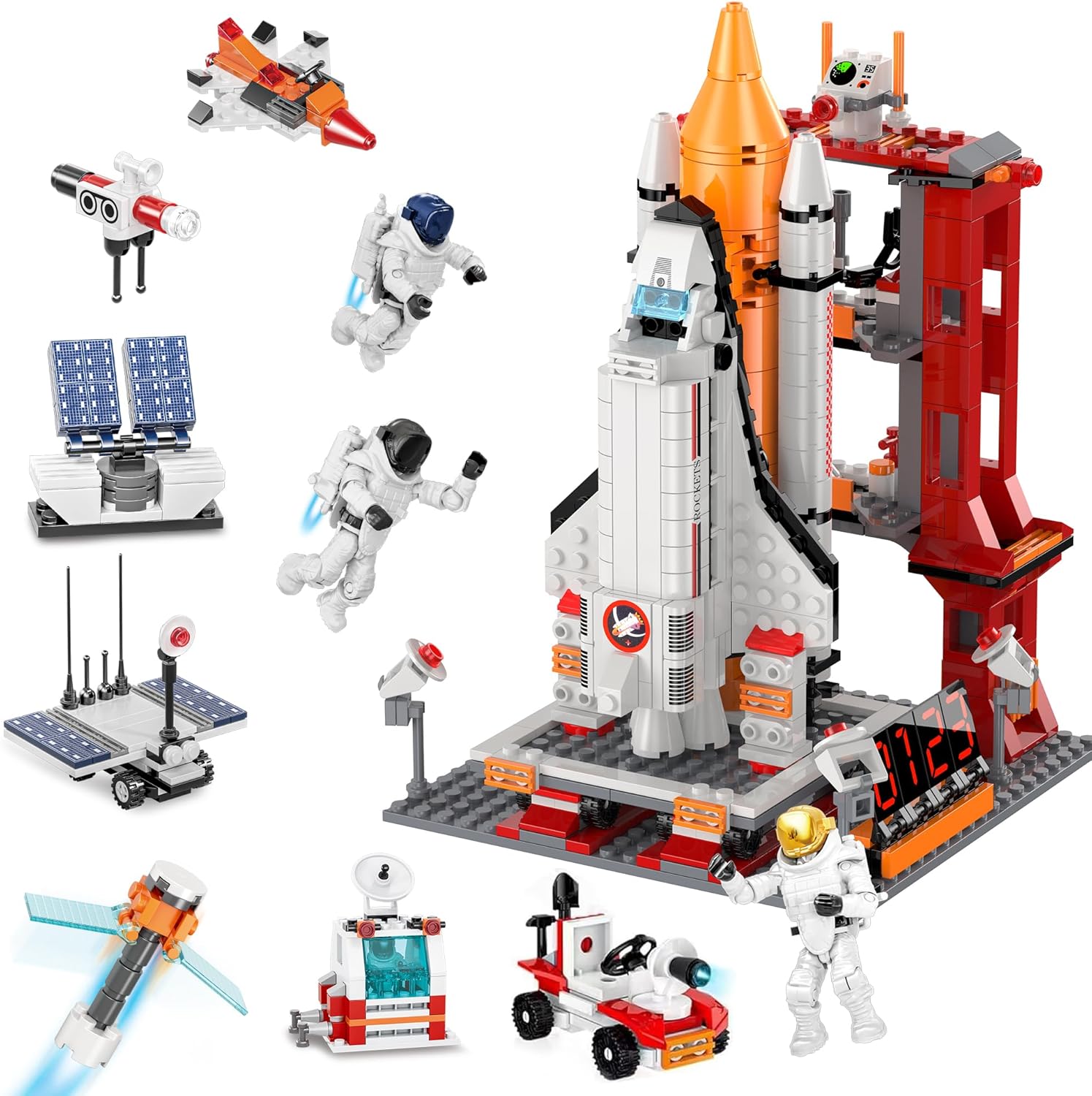 Space Shuttle Exploration Rocket Launch Center Building Set, STEM Aerospace Rocket Building Toys for 6 7 8 9 10 11 12+ Kids Boys Girls, Best Gifts for Christmas Birthday (855Pcs)