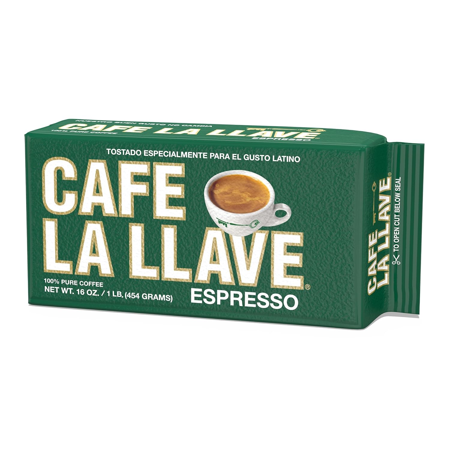 Cafe La Llave Dark Roast Ground Espresso Coffee, 16 oz Brick – Rich and Bold Cuban-Style Blend for Moka Pot, Espresso Machine, or Drip Coffee Maker – Strong, Aromatic Flavor