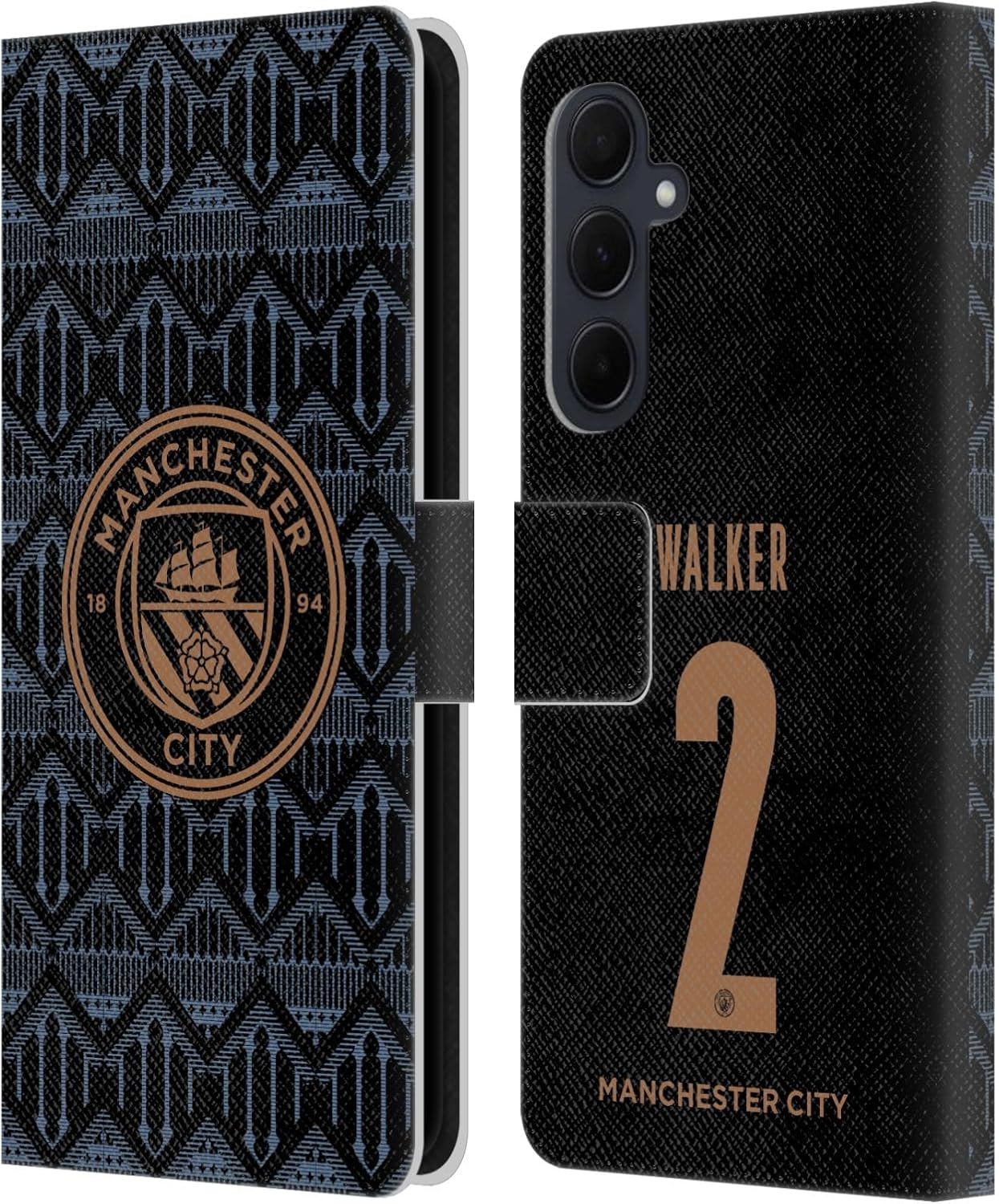 Head Case Designs Officially Licensed Manchester City Man City FC Kyle Walker 2020/21 Players Away Kit Group 2 Leather Book Wallet Case Cover Compatible with Samsung Galaxy A35 5G