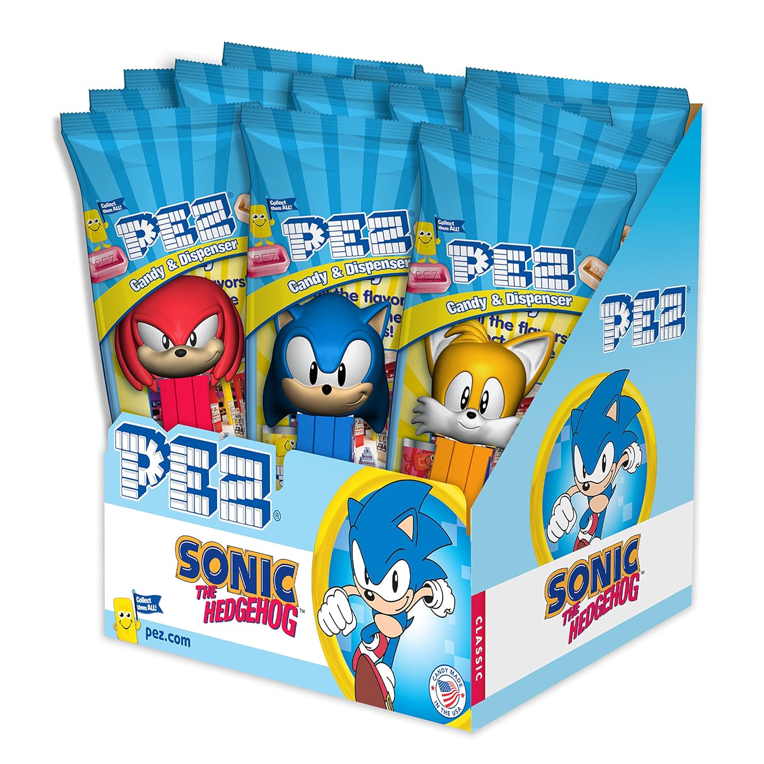 PEZ Sonic The Hedgehog, 0.58-Ounce Assorted Candy Dispensers (Individually Wrapped, Pack of 12)