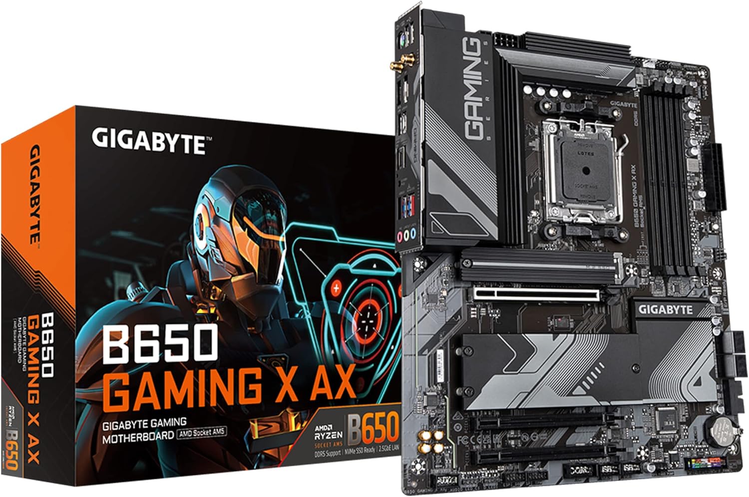 GIGABYTE B650 Gaming X AX (AM5/ LGA 1718/ AMD/ B650/ ATX/ 5-Year Warranty/ DDR5/ PCIe 4.0 M.2/ PCIe 4.0/ USB 3.2 Gen2x2 Type-C/AMD Wi-Fi 6E/ Realtek 2.5GbE LAN/Motherboard)