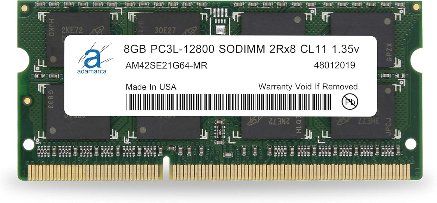 Adamanta 8GB (1x8GB) Laptop Memory Upgrade DDR3/DDR3L 1600Mhz PC3L-12800 SODIMM 2Rx8 CL11 1.35v Notebook RAM DRAM