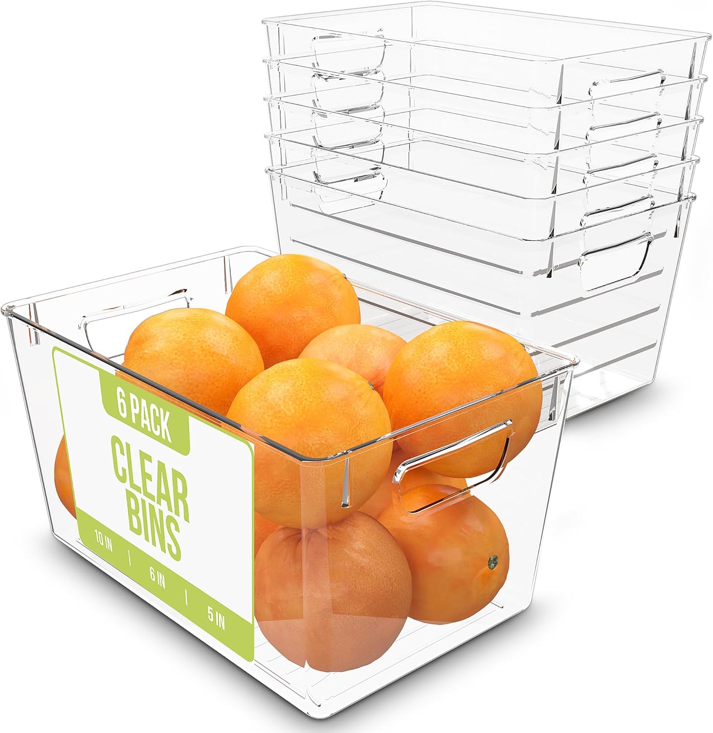 Utopia Kitchen Clear Organizer Bins – 6 Pack Pantry Organizers and Storage Bins – Large Clear Storage Containers for Organizing – Clear Storage Bins For Fridge, Kitchen Organization and Storage