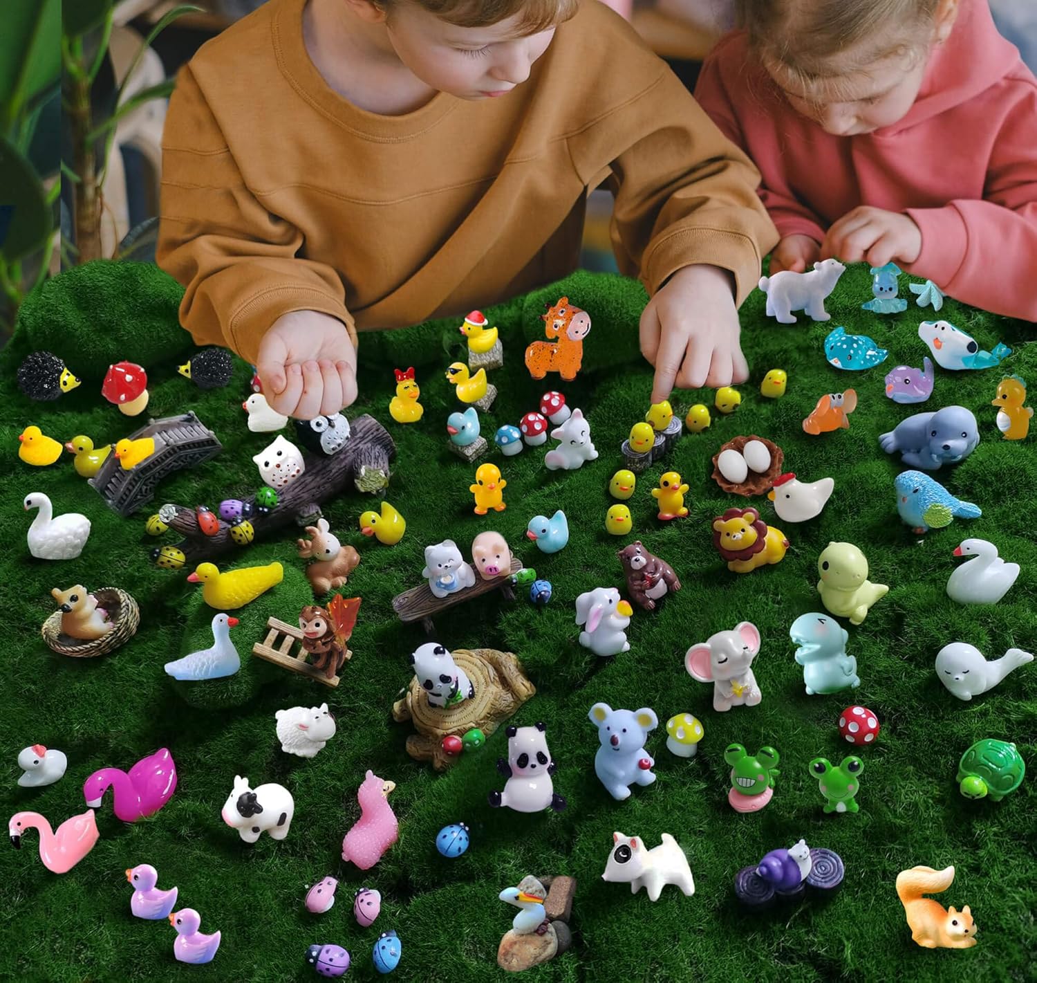 Mini Resin Animals Figures Set 100 Pieces for Miniature Garden Decor – Slime Charm for Craft – Tiny Resin Animal