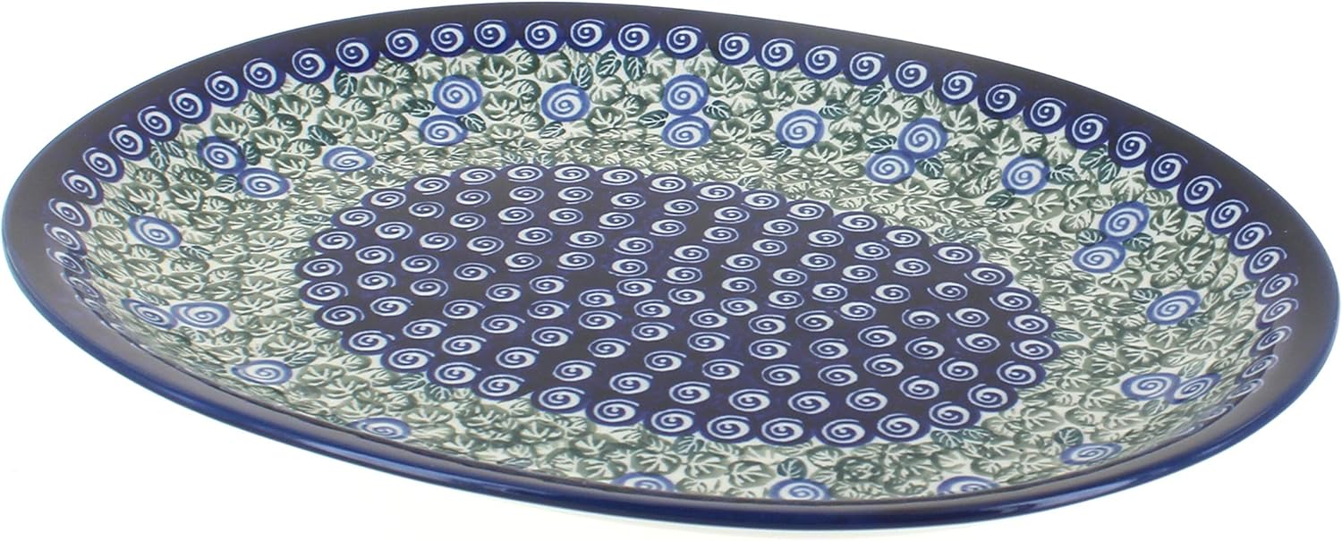 Blue Rose Polish Pottery Seaside Swirl Large Serving Platter