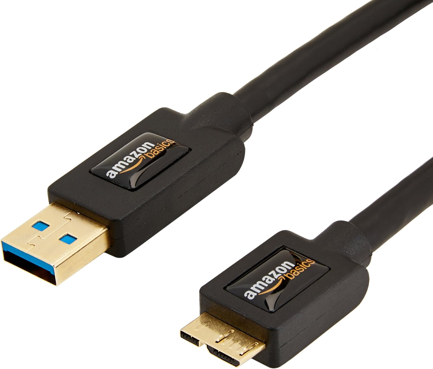 Amazon Basics Micro USB to USB-A 3.0 Charger Cable, 4.8Gbps High-Speed with Gold-Plated Plugs, 3 Foot, Black