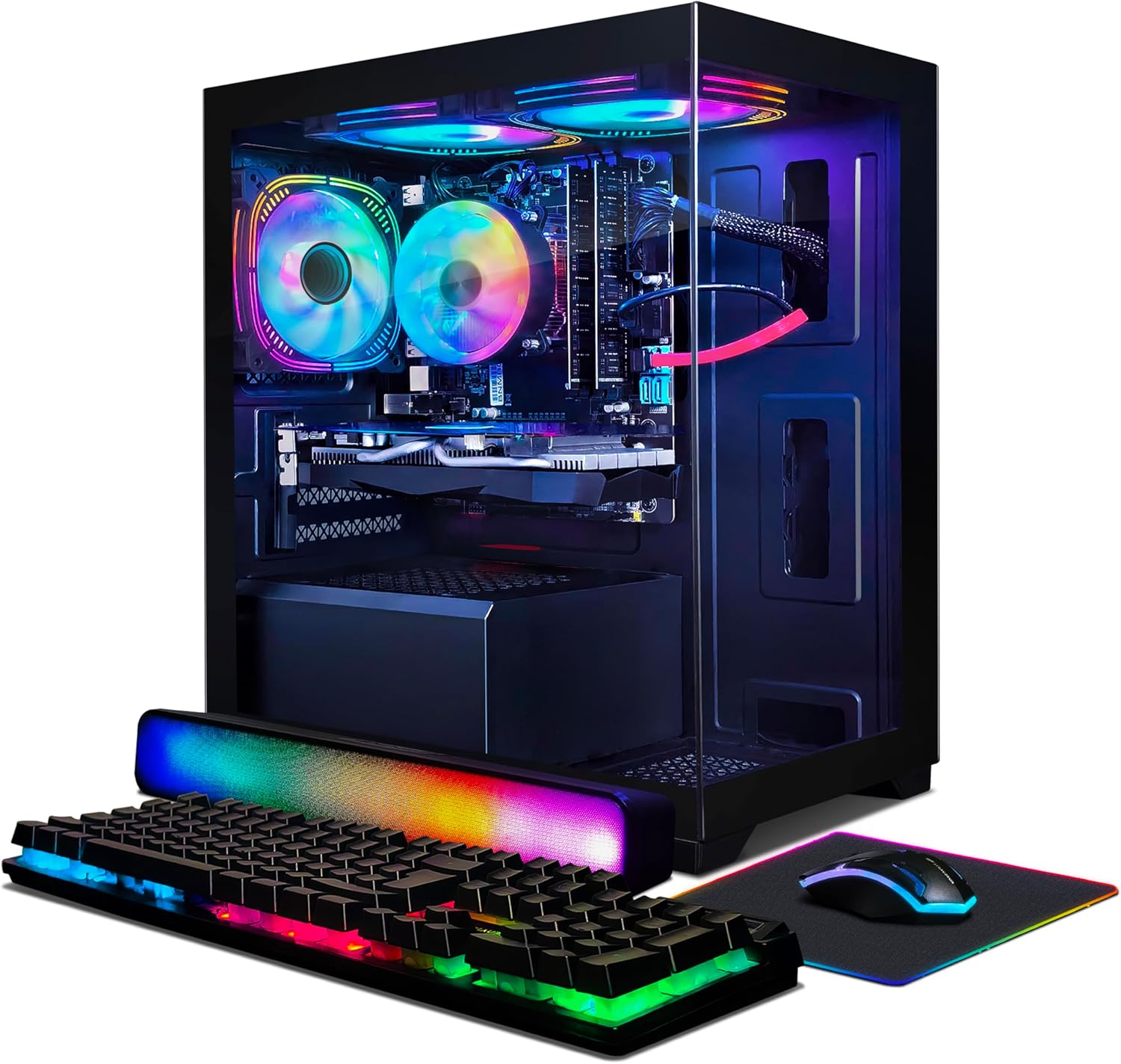 STGAubron Gaming Desktop PC,Intel Core i7 3.4G up to 3.9G,16G RAM,512G SSD,Radeon RX 580 16G GDDR5,600M WiFi,BT 5.0,RGB Fan x 2,RGB Keyboard&Mouse,RGB Mouse Pad,RGB BT Sound Bar,W10H64