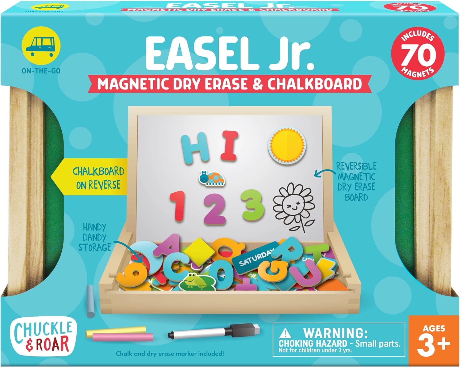 Chuckle & Roar – Easel Jr. Magnetic Dry-Erase and Chalk Playing Board – Engaging Art and Craft Board for Kids – Preschool Classroom Staple