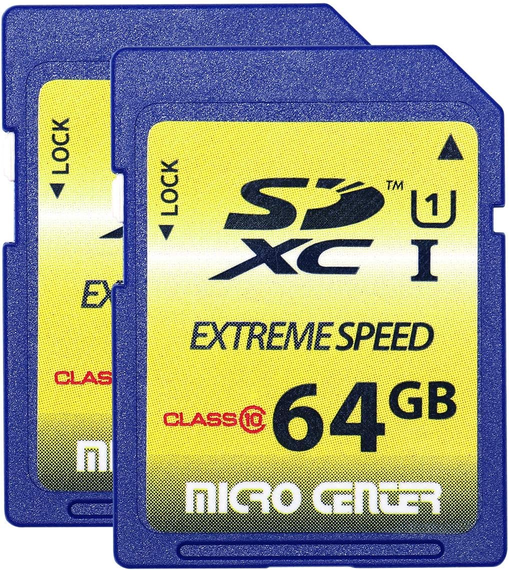 INLAND 64GB Class 10 SDXC Flash Memory Card Full Size SD Chip USH-I U1 Trail Camera by Micro Center (2 Pack)