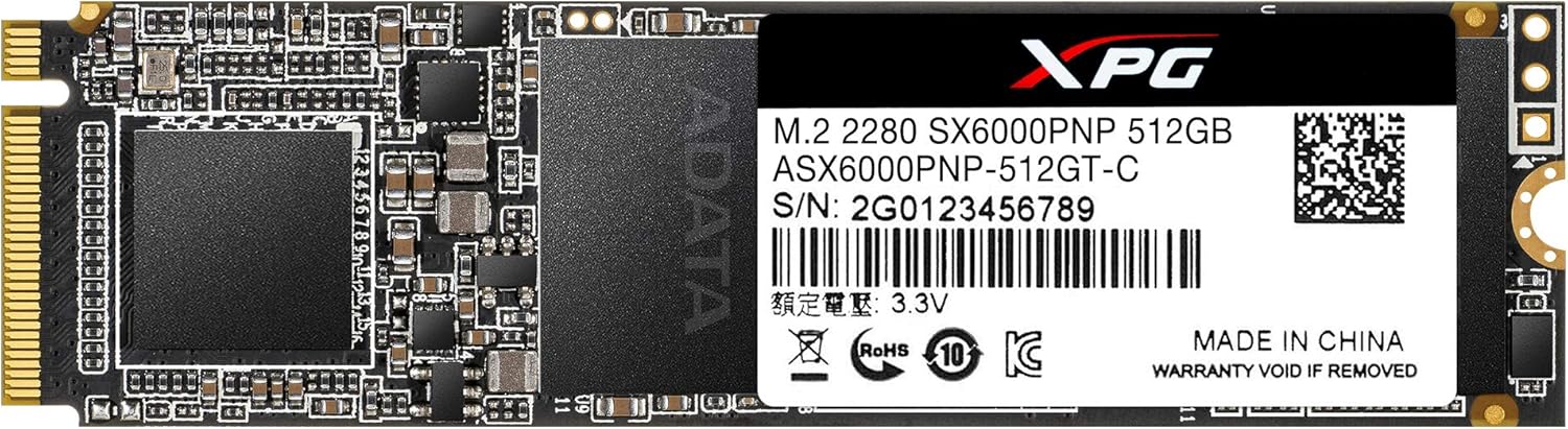 XPG SX6000 Pro 512GB PCIe 3D NAND PCIe Gen3x4 M.2 2280 NVMe 1.3 R/W up to 2100/1500MB/s SSD (ASX6000PNP-512GT-C)