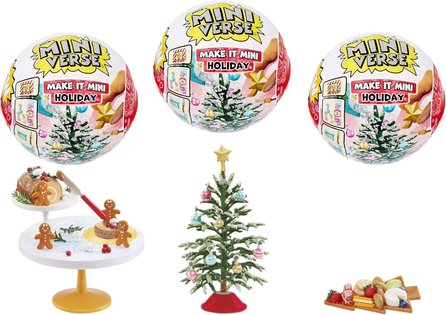 MGA’s Miniverse Make It Mini Holiday 3 Pack Series Mini Collectibles – Seasonal, Blind Packaging, DIY, Resin Play, Replica Food, NOT Edible, Collectors, 8+