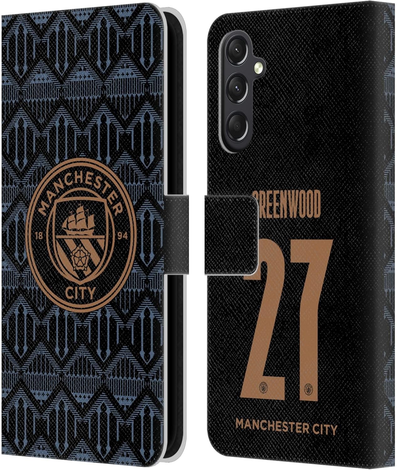 Head Case Designs Officially Licensed Manchester City Man City FC Alex Greenwood 2020/21 Women’s Away Kit Group 2 Leather Book Wallet Case Cover Compatible with Samsung Galaxy A24 4G / Galaxy M34 5G