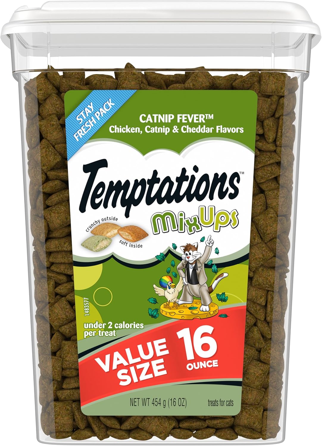 Temptations MixUps Catnip Fever Flavor Crunchy and Soft Cat Treats, 16 oz. Tub