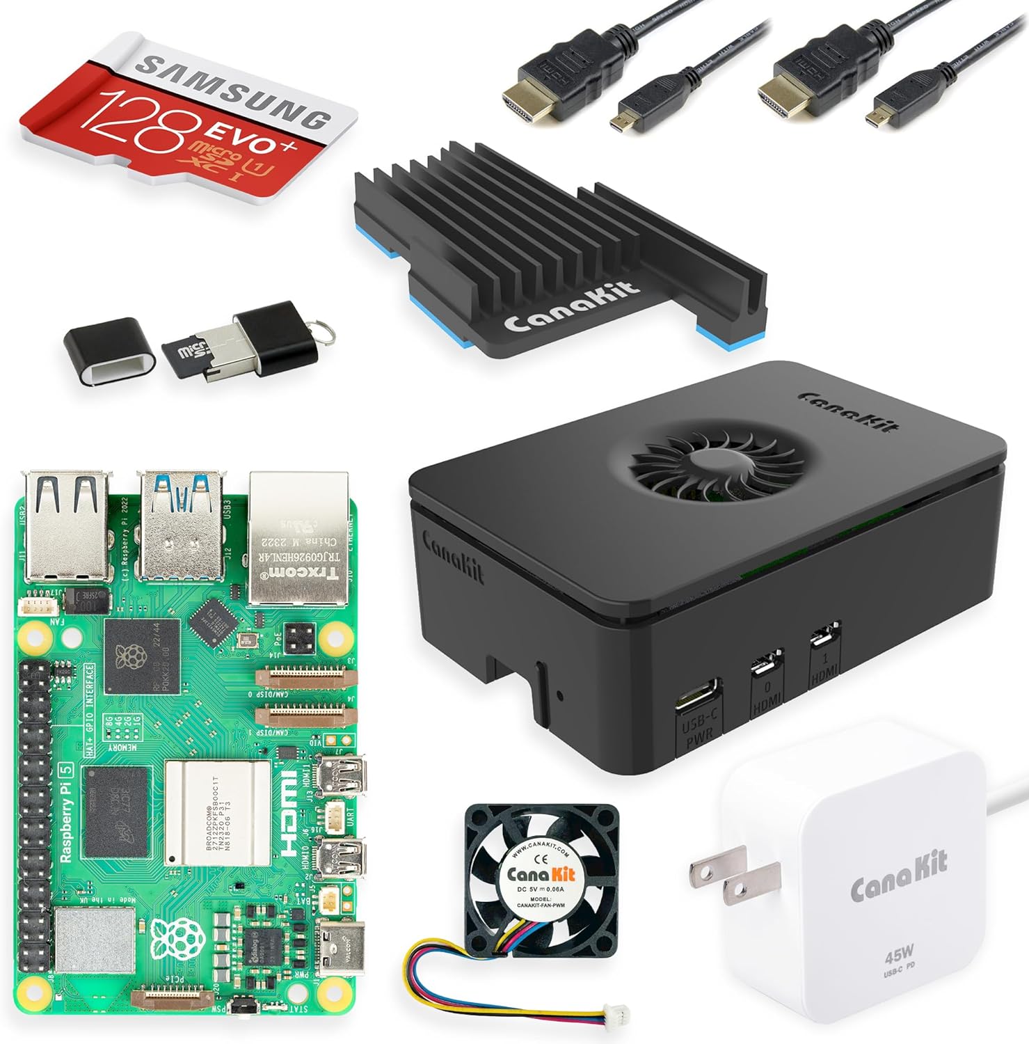 CanaKit Raspberry Pi 5 Starter Kit PRO – Turbine Black (128GB Edition) (8GB RAM)