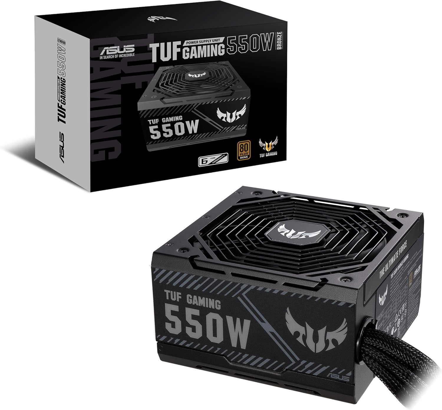 ASUS TUF GAMING 550W Bronze PSU, Power Supply(Axial-tech fan design, Dual Ball Fan Bearings, 0dB Technology, 80 PLUS Bronze Certification, 80cm 8-pin CPU Connector, 6-year Warranty)