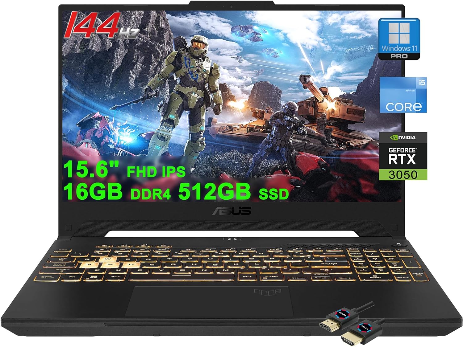 ASUS TUF F15 Gaming Laptop | 15.6″ FHD 144Hz (MUX Switch + Optimus) | Intel 12-core i5-12500H (>i7-11800H) | 16GB DDR4 512GB SSD | GeForce RTX 3050 Backlit Thunderbolt USB-C Win11Pro w/DLCA Accessory