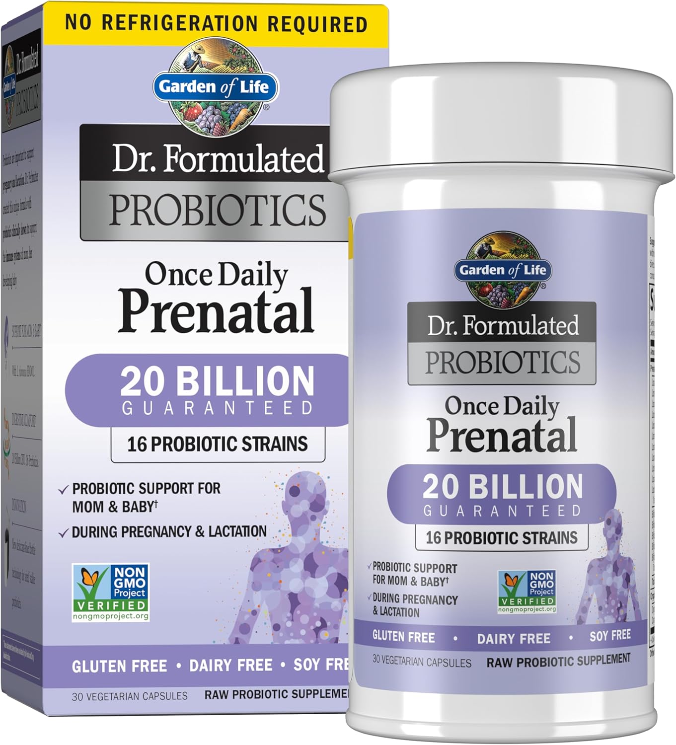 Garden of Life – Dr. Formulated Probiotics Once Daily Prenatal – Acidophilus and Bifidobacteria Probiotic Support for Mom and Baby – Gluten, Dairy, and Soy-Free – 30 Vegetarian Capsules