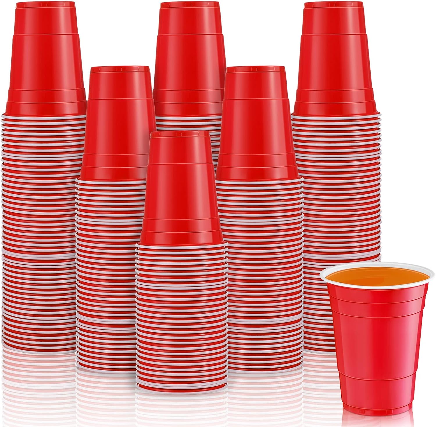 Lounsweer 100 Pack 16 Ounce Graduation Plastic Cups Heavy Duty Drinking Cups Disposable Cups Party Cups Water Cups for Graduation Drinks Soda Punch Barbecues Picnics(Red)