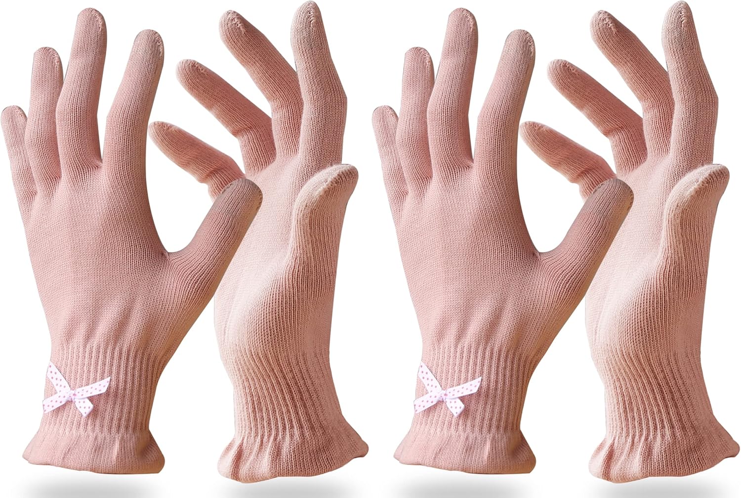 Evridwear Beauty Cotton Gloves with Touchscreen Fingers for SPA, Eczema, Dry Hands, Hand Care, Day and Night Moisturizing, (2 Pair L/XL, Feather Weight Pink Color)