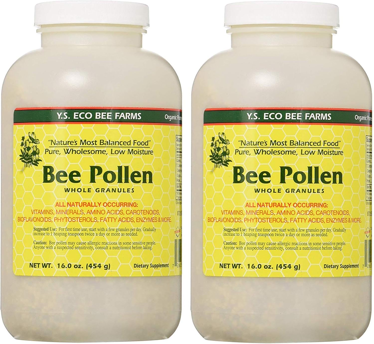 Bee Pollen – Low Moisture Whole Granulars YS Eco Bee Farms 16 oz Granular (2 Pack)