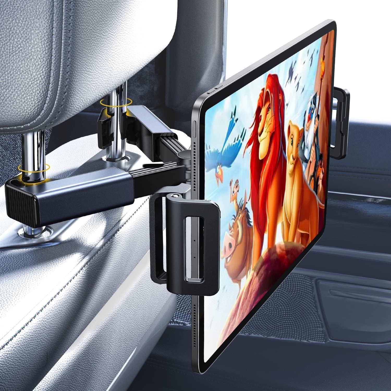 LISEN Tablet iPad Holder for Car Mount Headrest Must Have, iPad Car Holder Back Seat Travel Accessories Long Road Trip Essentials for Kids Black