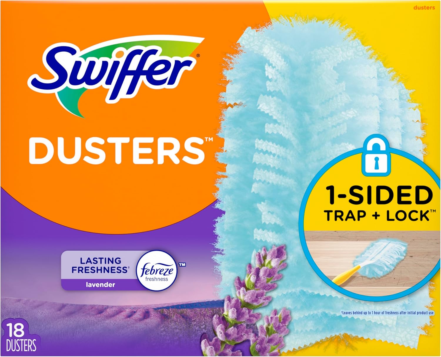 Swiffer Dusters Refill for Cleaning, Feather & Microfiber Duster Disposable Alternative, For Dusting Furniture, Blinds, Ceiling Fans, Walls, Helps Remove Allergens, Lavender, 18ct