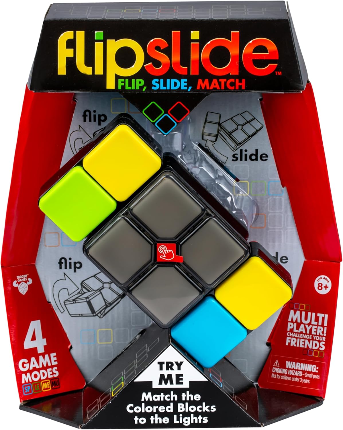 Flipslide Game – Electronic Handheld Game | Addictive Multiplayer Puzzle Game of Skill | Flip, Slide & Match Colors to Beat the Clock | 4 Thrilling Game Modes | Ages 8+ | Includes Batteries