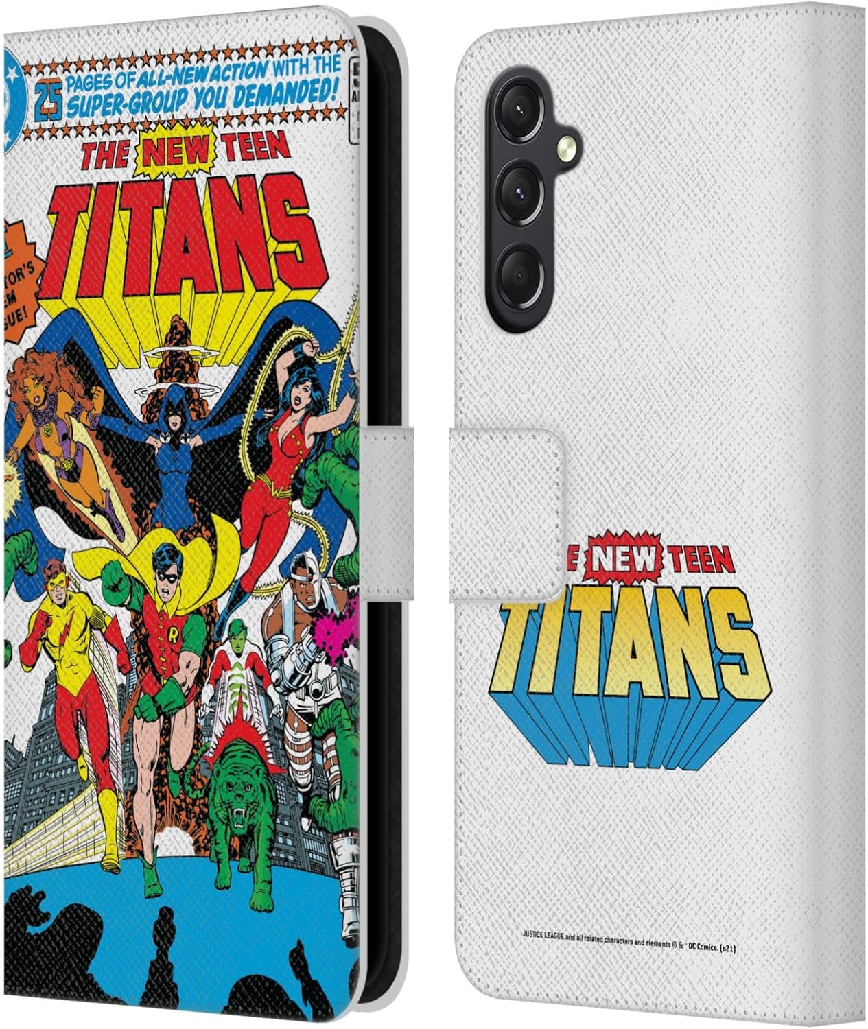 Head Case Designs Officially Licensed Justice League DC Comics New #1 Group Teen Titans Comic Art Leather Book Wallet Case Cover Compatible with Samsung Galaxy A24 4G / Galaxy M34 5G