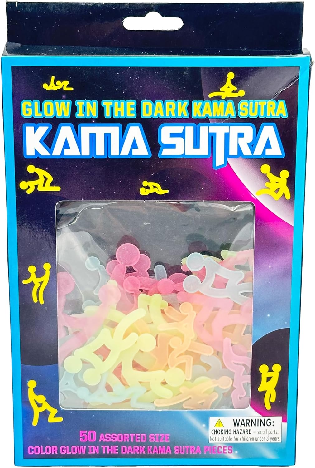 Island Dogs Glow in The Dark Karma Sutra 50 Pack – Molded Pieces with Adhesive to Stick on Walls, Ceilings, beds, Furniture – Assorted Positions for Reference or Fun