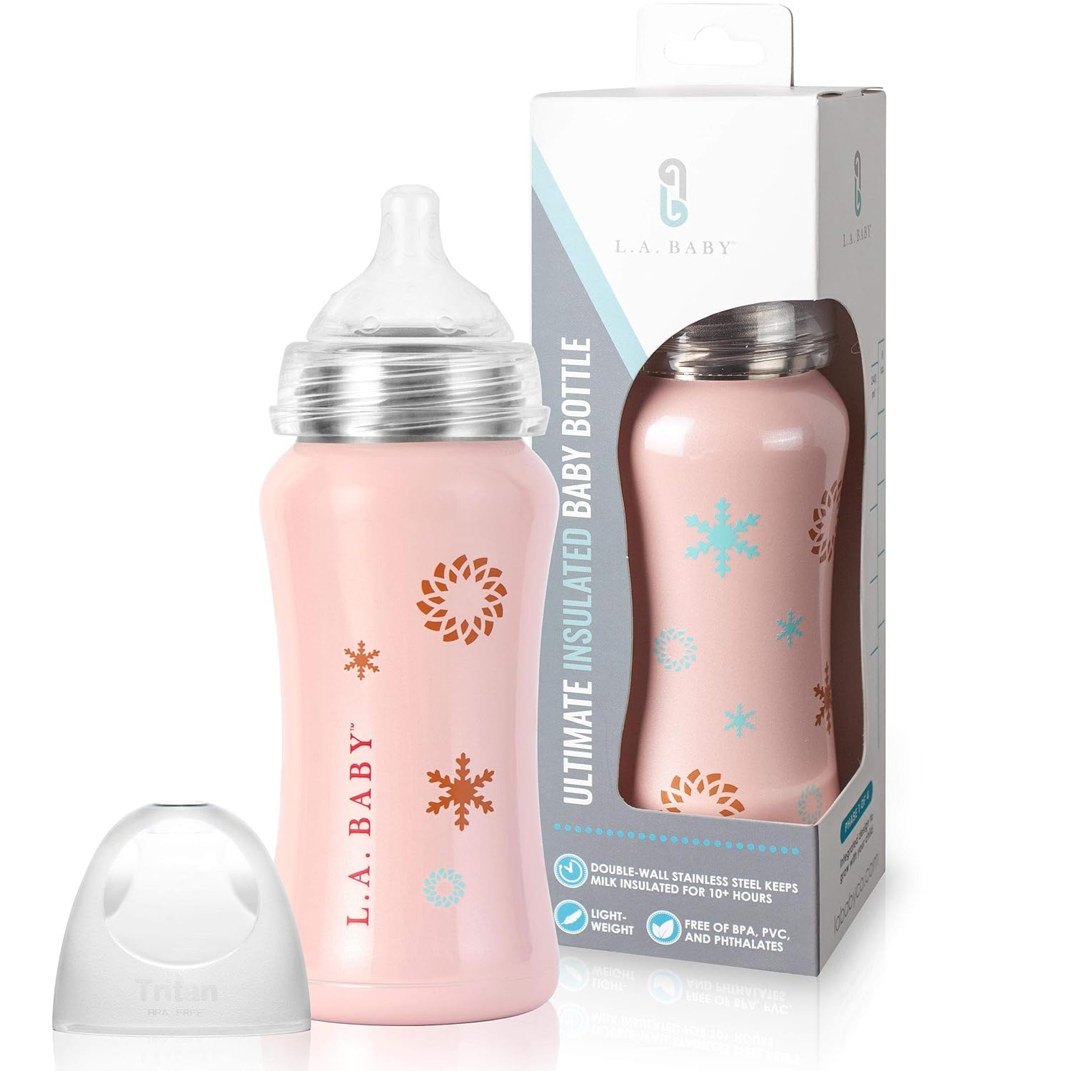 Ultimate Stainless Steel Baby Bottle 9oz Insulated Baby Bottle | Insulate Milk for 10+ Hours | Non-Toxic Food-Grade Stainless Steel & Food-Grade Silicone Slow Flow Nipple | Leak-Free Design – Pink