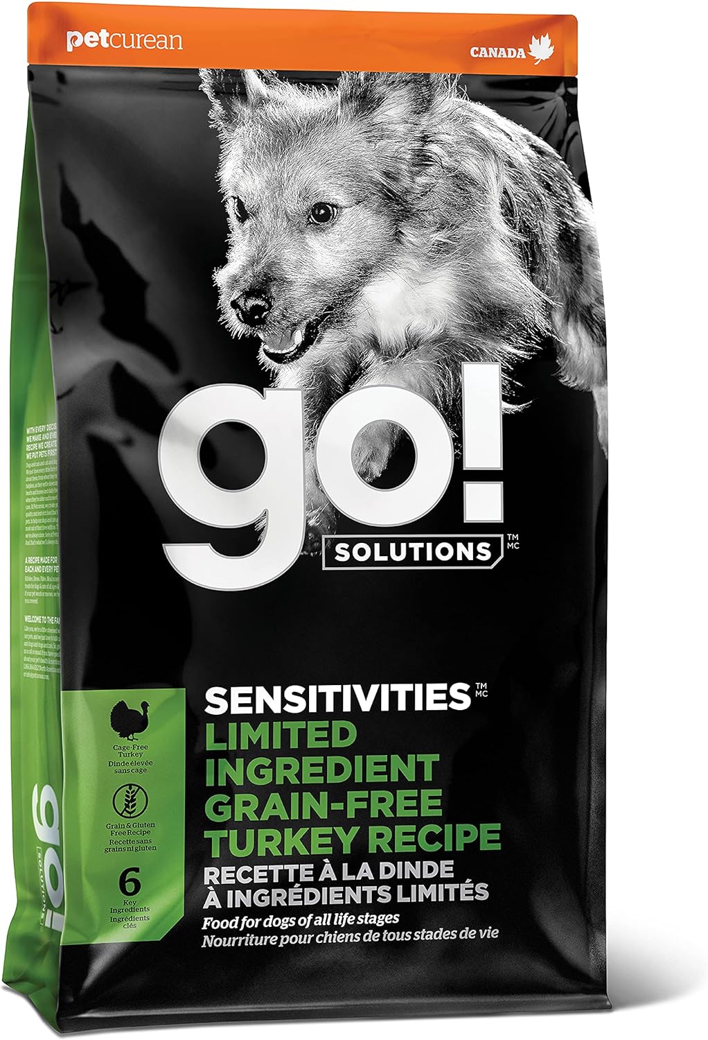 Go! Solutions Sensitivities Limited Ingredient, Grain-Free Dry Dog Food, Turkey Recipe for Sensitive Stomach, 3.5 lb Bag