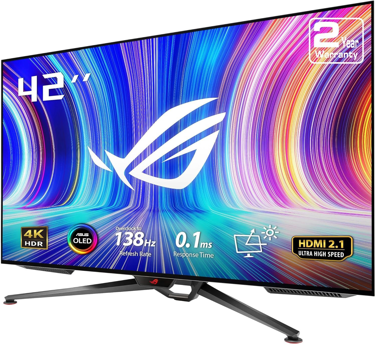 ASUS ROG Swift 41.5” 4K OLED Gaming Monitor (PG42UQ) – UHD (3840 x 2160), 138Hz, 0.1ms, HDMI2.1, True 10 bit, DCI-P3 98%, G-SYNC Compatible, DisplayPort, USB, Console Ready, Remote Control, Anti-Glare