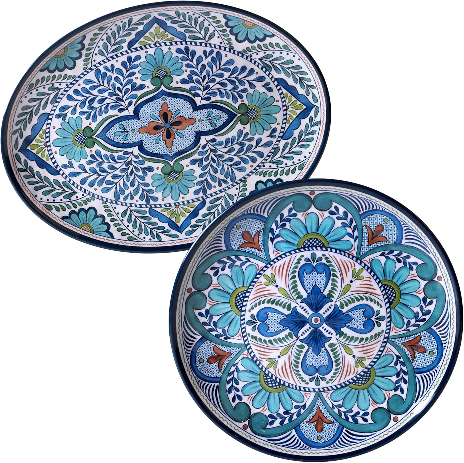 Cerified International Talavera 2-Piece Melamine Platter, Set, Multicolored