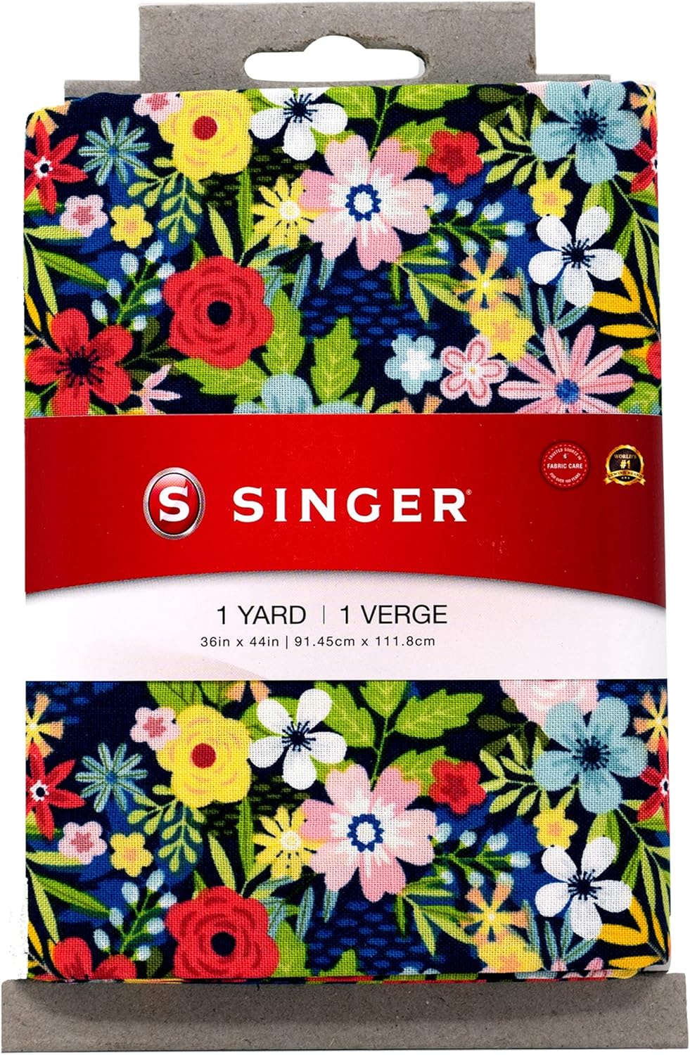 Singer Print Fabric, 100% Cotton, 1 Yard Precut, Floral Navy