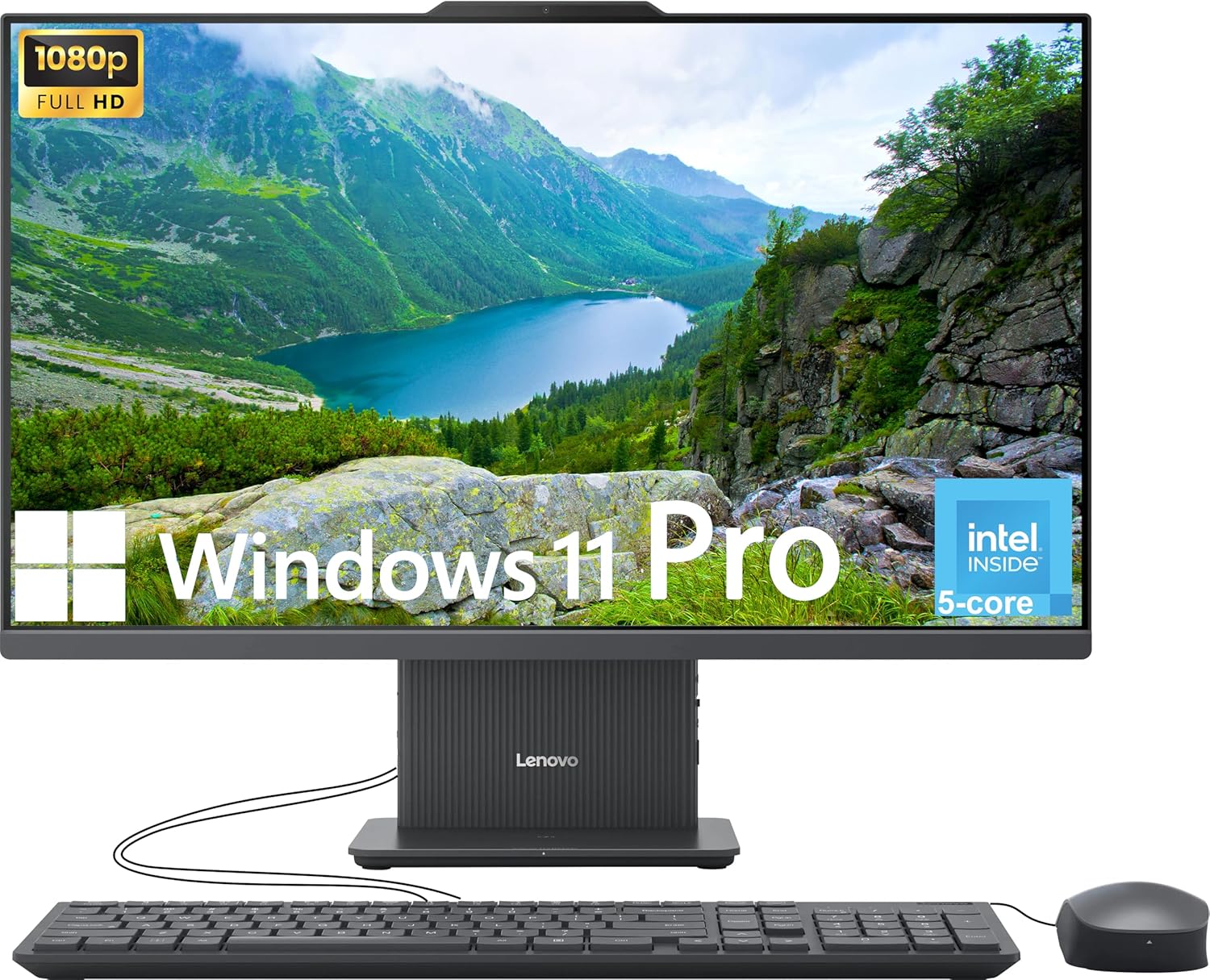 Lenovo ThinkCentre All-in-One Desktop Computer, 24″ FHD IPS Display, 5-core Intel U300 Processor, 16GB DDR5, 512GB SSD, Wi-Fi 6, USB-C, HDMI in&Out, Wired KB&Mouse, Windows 11 Pro