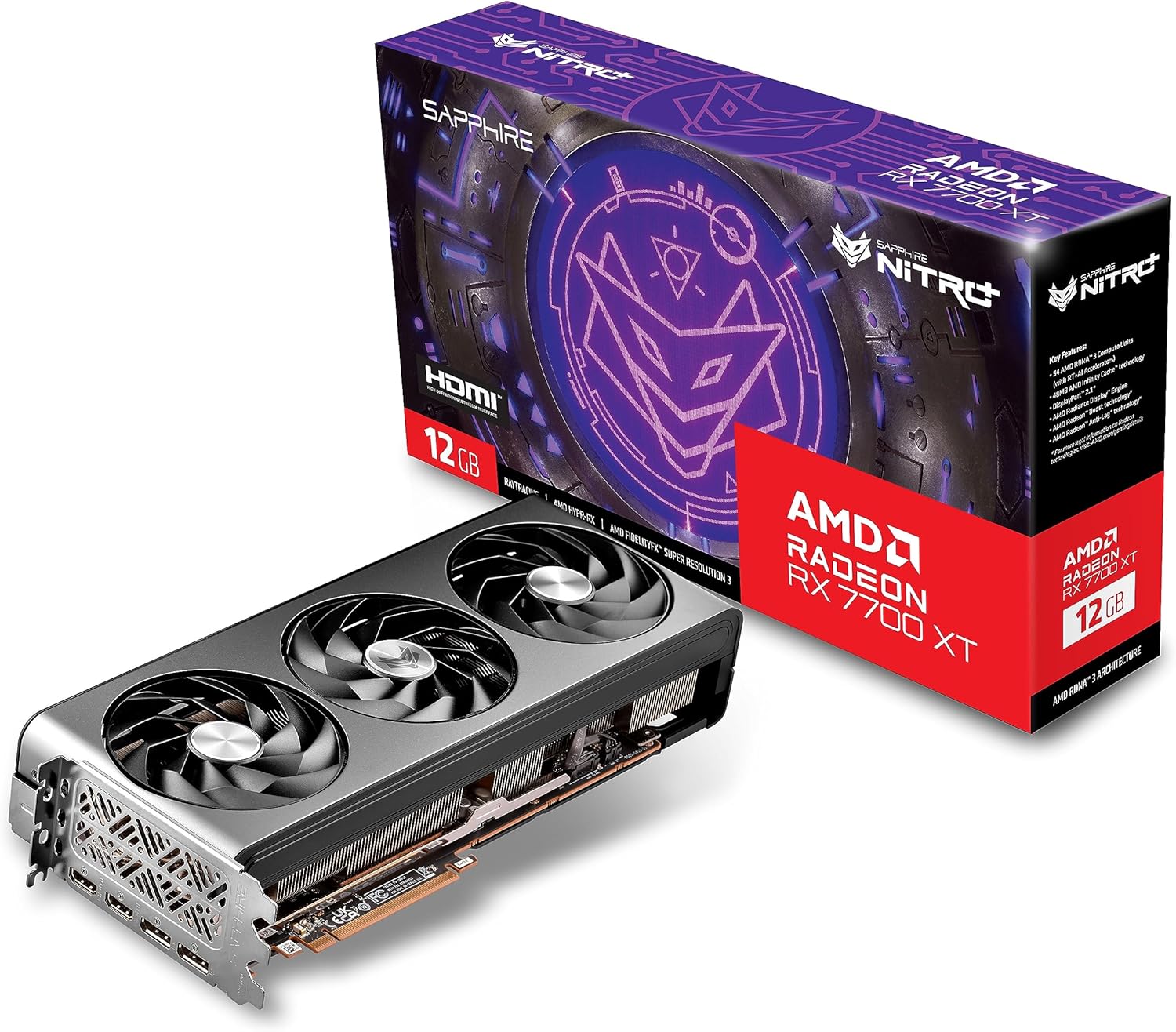 Sapphire 11335-02-20G Nitro+ AMD Radeon RX 7700 XT Gaming Graphics Card with 12GB GDDR6, AMD RDNA 3