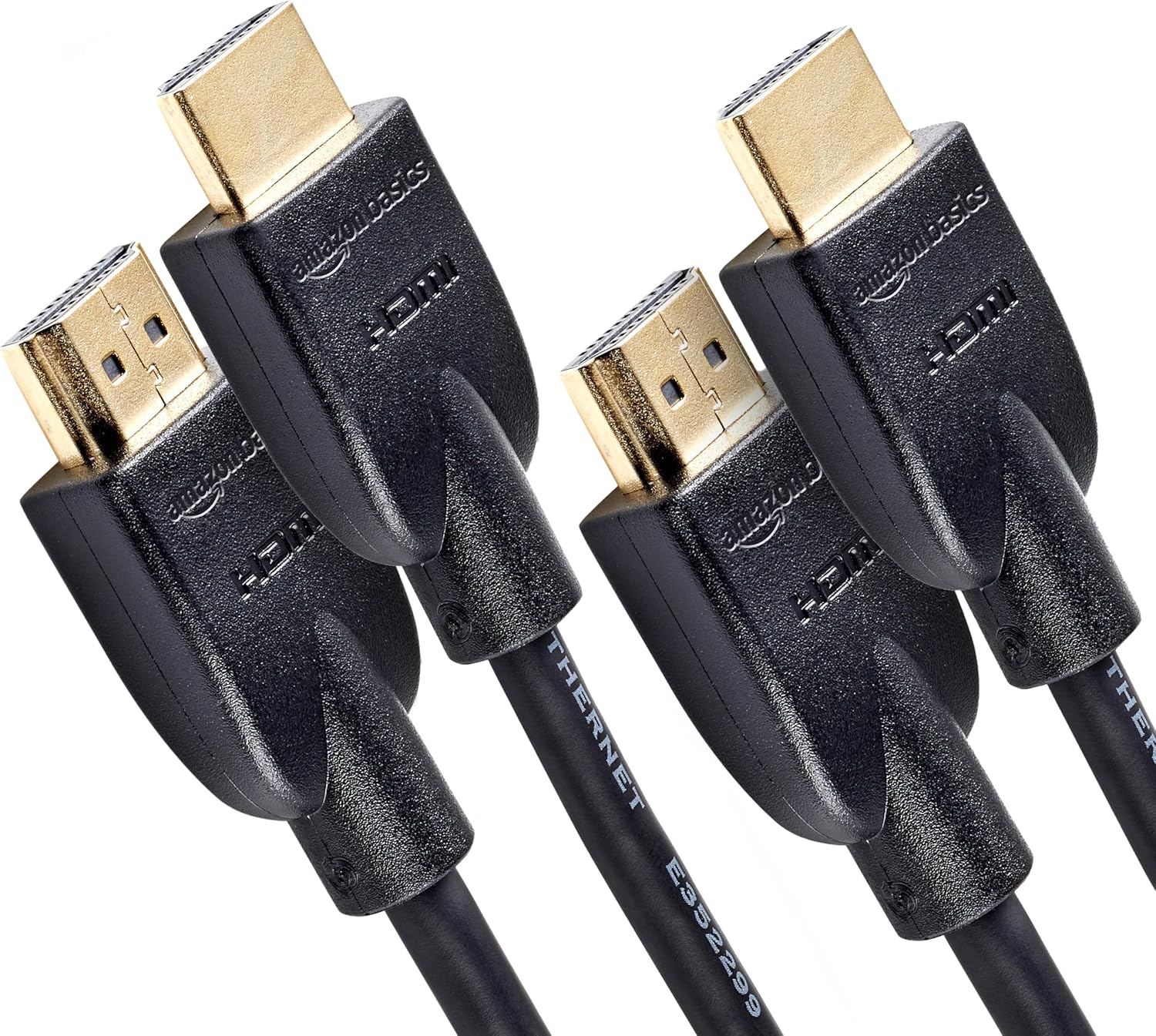 Amazon Basics High-Speed 4K Ultra HD 2-Pack HDMI 2.0 Cable/Cord, 6 feet, 18 Gbps, 60 Hz, 2160p, 48 bit, Male-to-Male, Ethernet Ready, 3D, Black