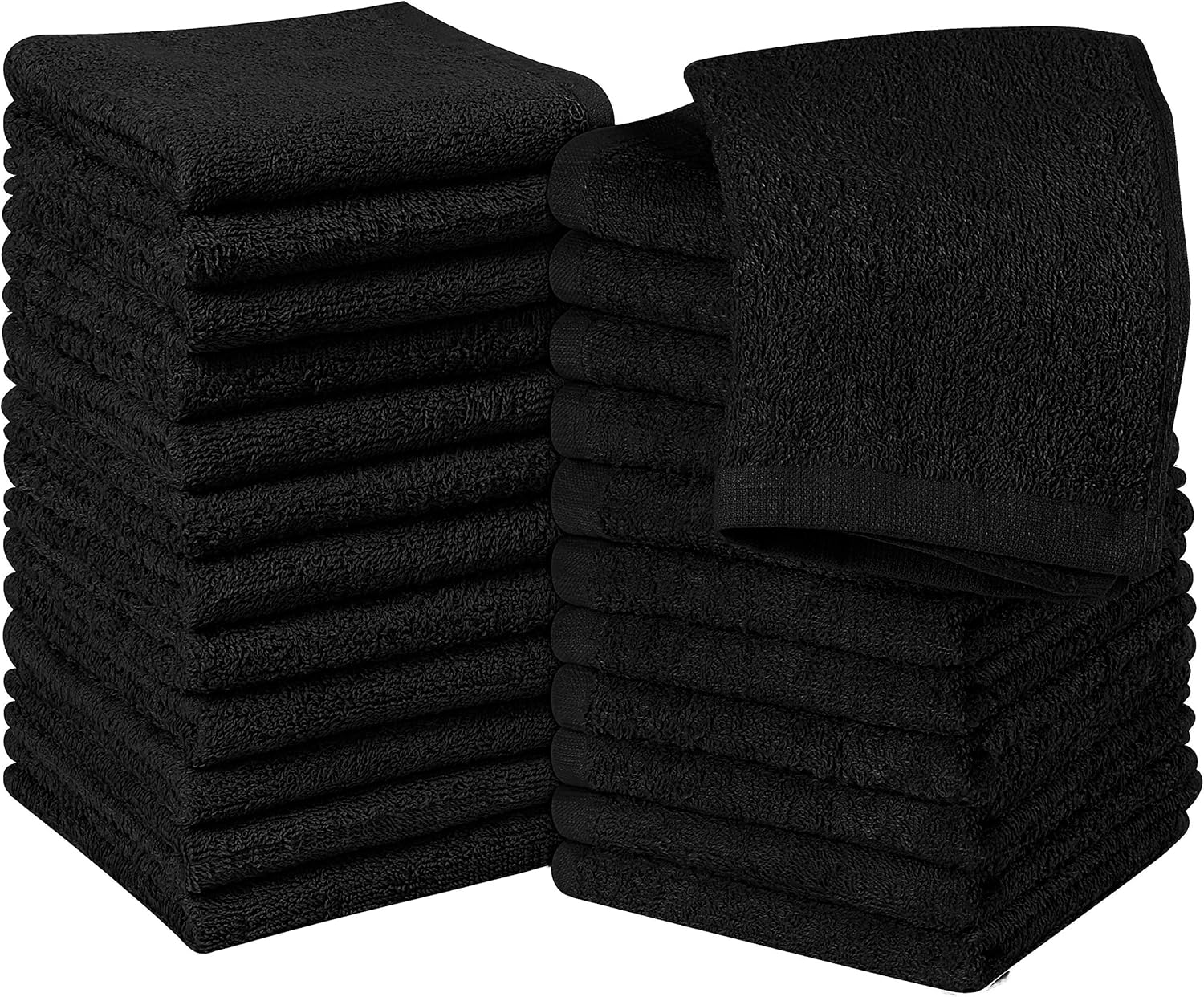 Utopia Towels 24 Pack Cotton Washcloths Set – 100% Ring Spun Cotton, Premium Quality Flannel Face Cloths, Highly Absorbent and Soft Feel Fingertip Towels (Black)