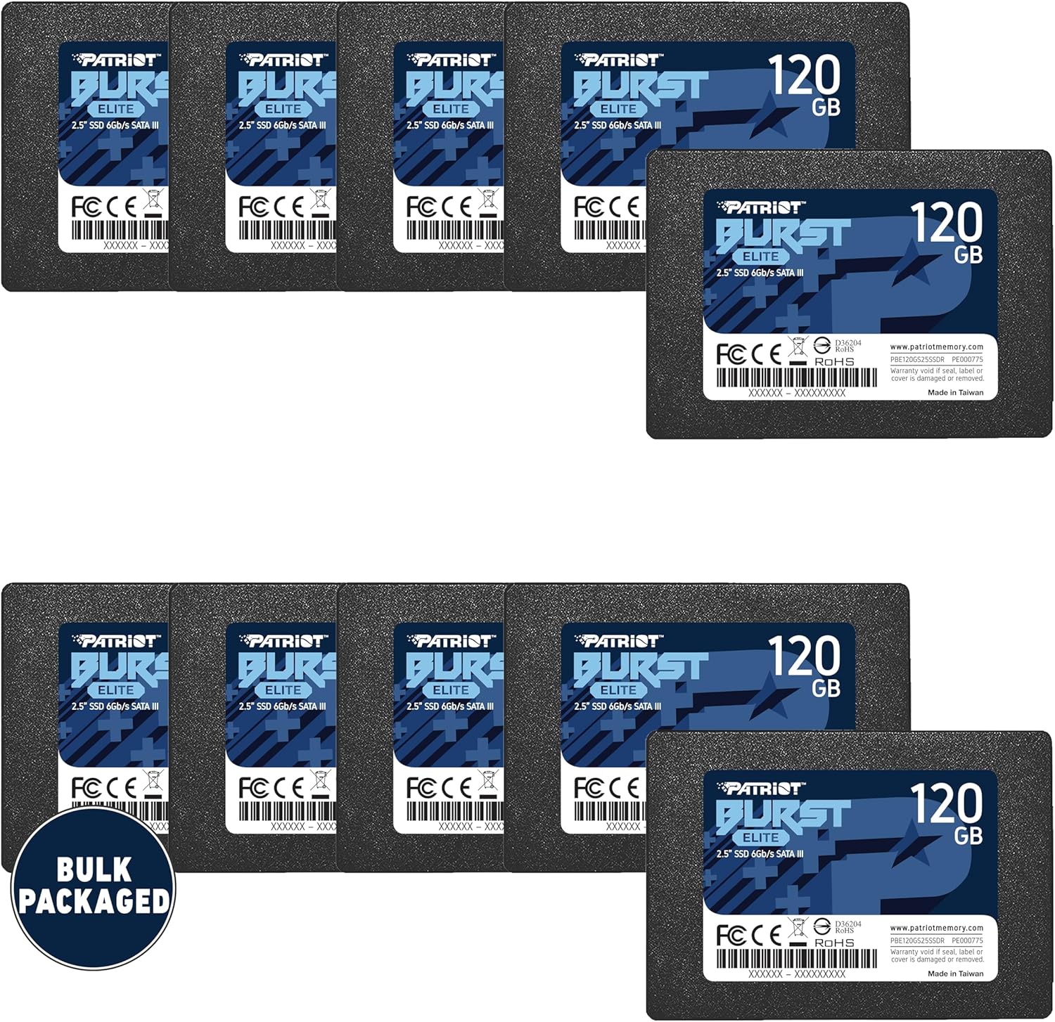 Patriot Burst Elite SATA 3 120GB SSD 2.5″ 10 Pack Non-Retail Bulk Packaged