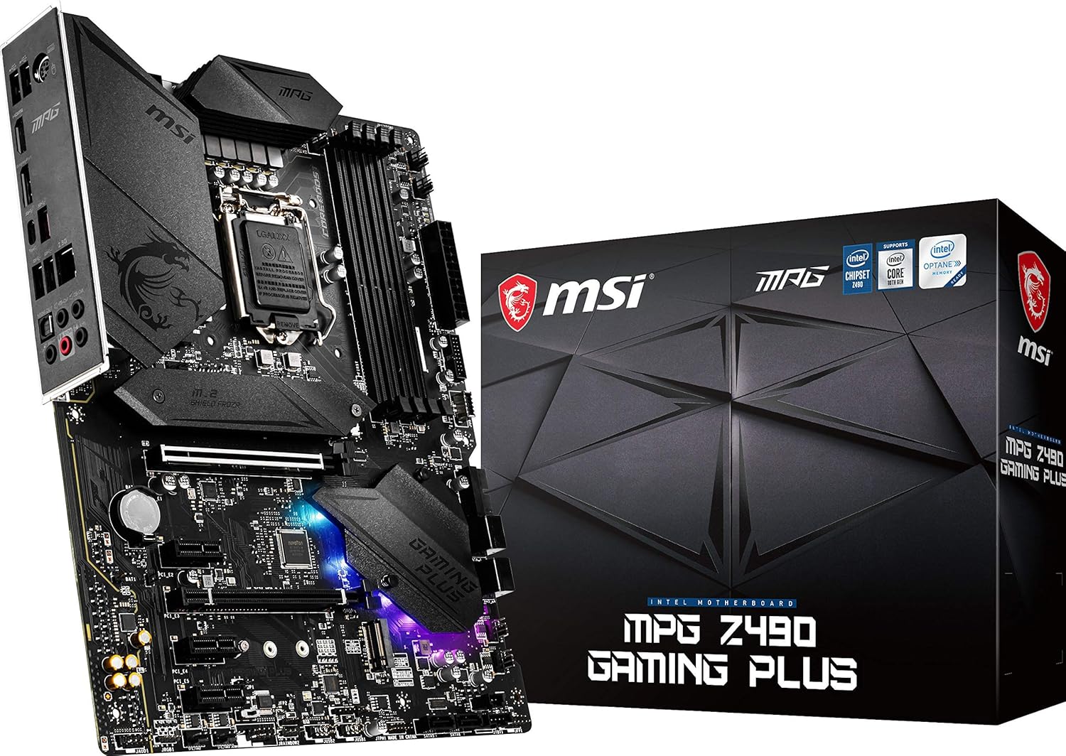 MSI MPG Z490 Gaming Plus Gaming Motherboard (ATX, 10th Gen Intel Core, LGA 1200 Socket, DDR4, CF, Dual M.2 Slots, USB 3.2 Gen 2, 2.5G LAN, DP/HDMI, Mystic Light RGB)