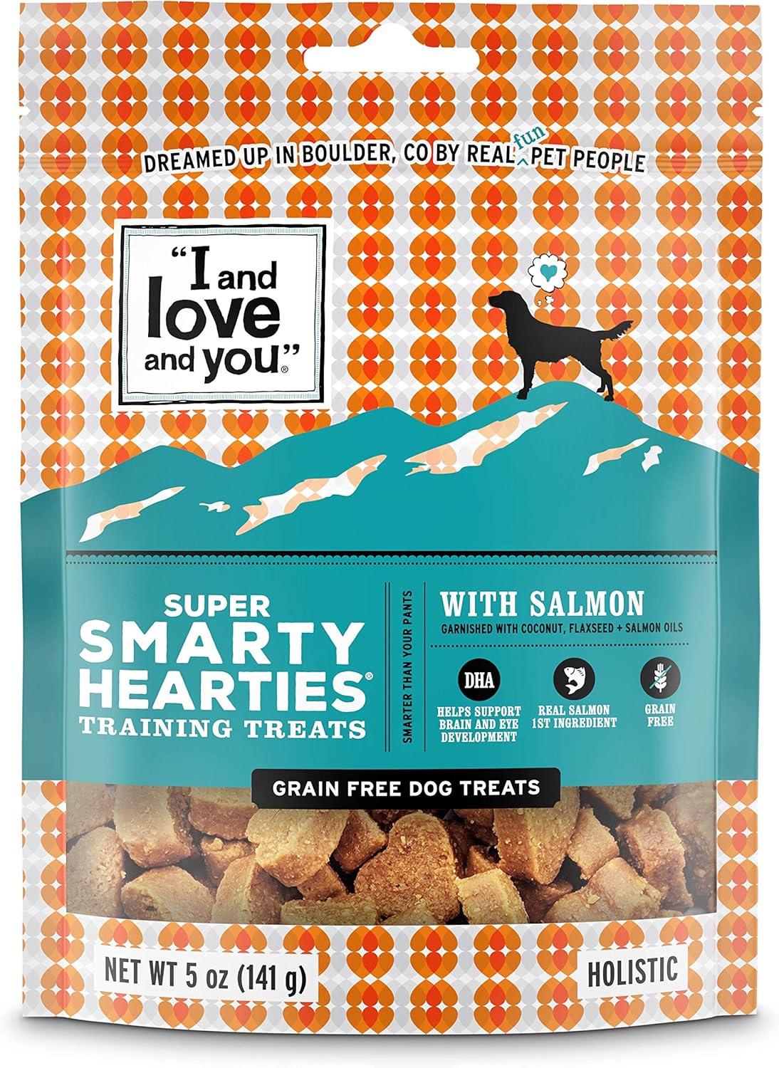 I and love and you Super Smarty Hearties – Salmon – Grain Free, DHA for Brain and Eye Support, Training Treat, Filler Free, 5oz